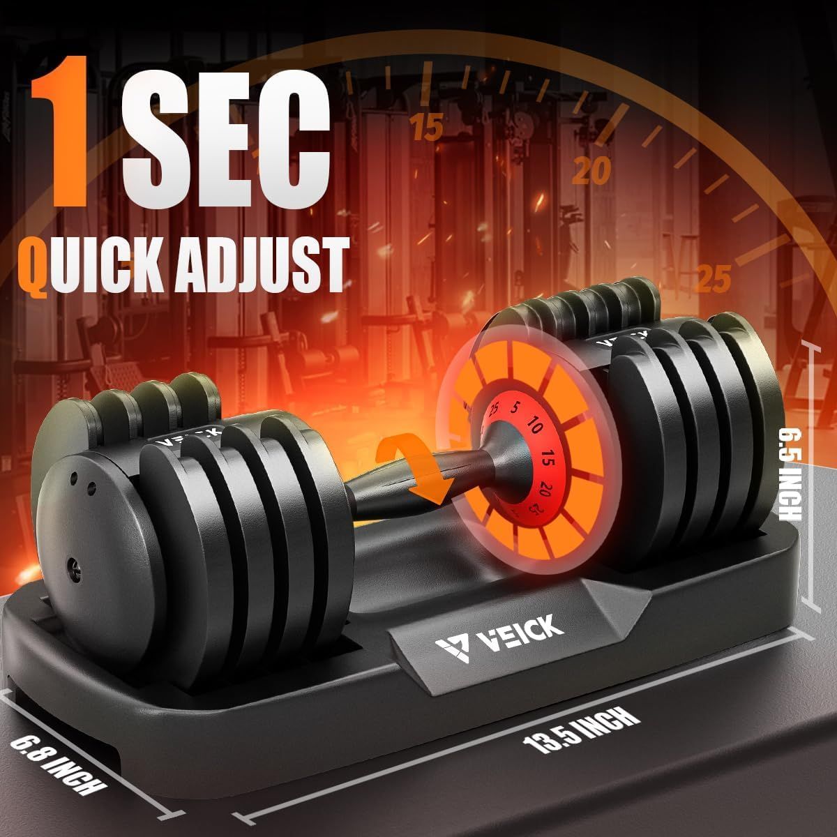 25LB 5 in 1 Single Adjustable Dumbbell Free Dumbbell Weight Adjust with Anti-Slip Metal Handle, Ideal for Full-Body Home Gym Workouts