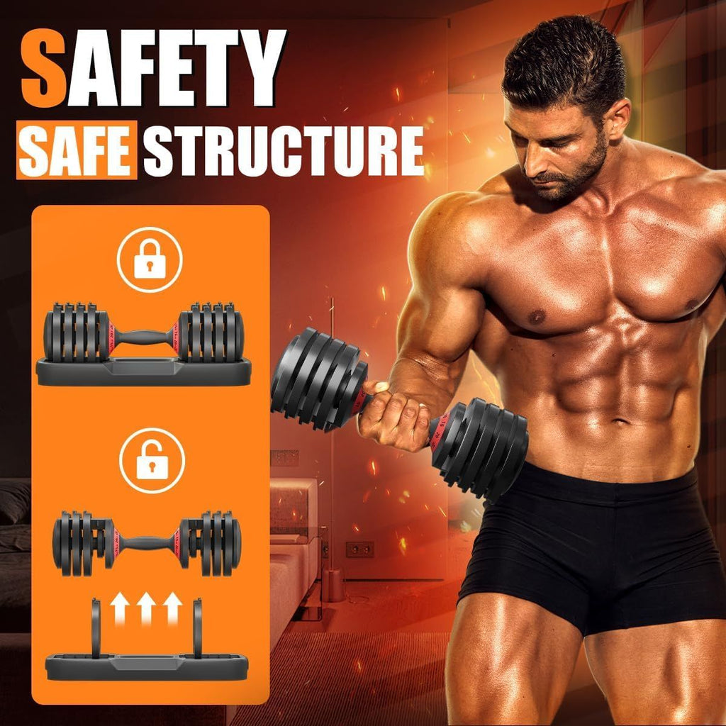 25LB 5 in 1 Single Adjustable Dumbbell Free Dumbbell Weight Adjust with Anti-Slip Metal Handle, Ideal for Full-Body Home Gym Workouts